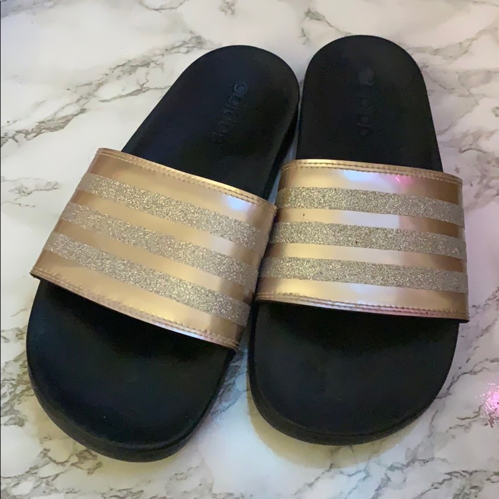Adidas Rose Gold Slides Size: 8